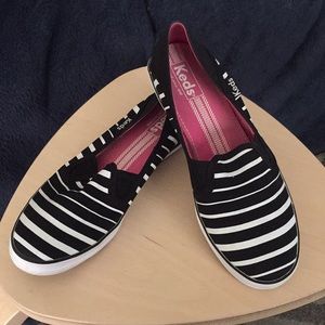 Keds Black/white Striped Slip-on Flats
